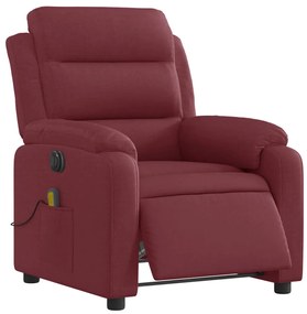 Poltrona reclinável de massagens elétrica tecido vermelho tinto