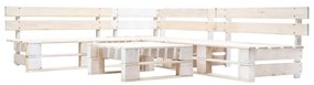 vidaXL Sofás de paletes para jardim 4 pcs madeira branco
