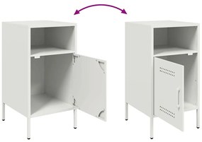 Mesas de cabeceira 2 pcs 36x39x68 cm aço branco