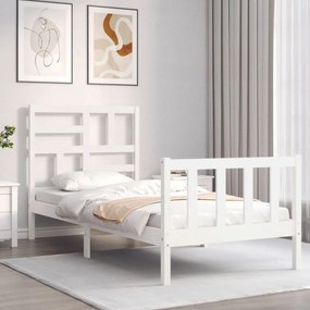 Cama sem colchão 90x200 cm madeira de pinho maciça branco