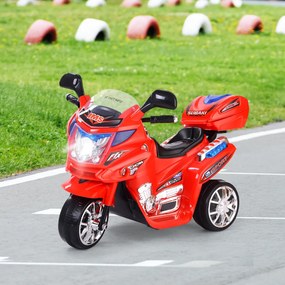 Mota de passeio para crianças Moto elétrica 6 V Brinquedo com 3 Rodas Música embutida Focos para frente e para trás vermelho