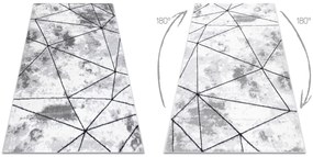 Tapete moderno COZY Polygons, geométrico, triângulos - Structural dois níveis de lã cinzento