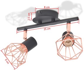 Candeeiro de teto com 2 lâmpadas filamentos LED 8 W