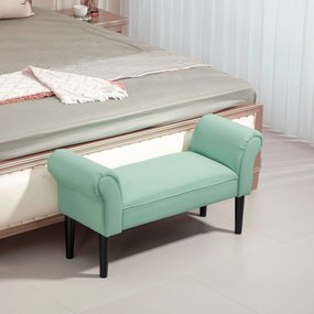 Banco acolchoado  102 x 36 x 51 cm para a cabeceira da cama, para quarto, em tecido de voile,  verde
