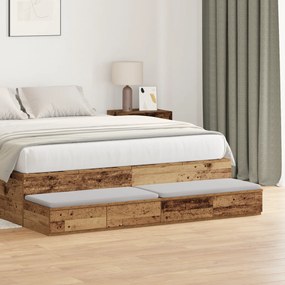 Camas com Gavetas vidaXL em Madeira Antiga 135x36,5x16,5 cm em Madeira de Engenharia