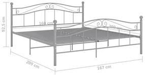 Estrutura de cama metal 160x200 cm cinzento