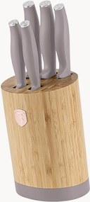 Conjunto de facas de cozinha em aço inoxidável com suporte Taupe, conjunto de 6