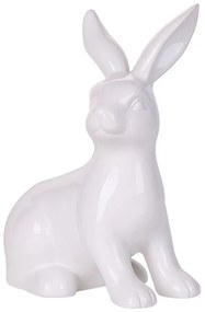 Figura decorativa com forma de coelho em cerâmica branca 21 cm MORIUEX Beliani
