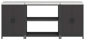 Conjunto de Armazenamento de Cozinha com prateleira 3 pcs Preto