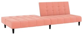Sofá-cama de 2 lugares veludo rosa