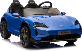 Carro elétrico para Crianças 24V Porsche Taycan Turbo S, 2 Lugares, Rodas Espuma EVA, assento couro ecológico Azul