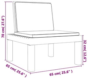 3 pcs conjunto lounge de jardim com almofadões PP branco