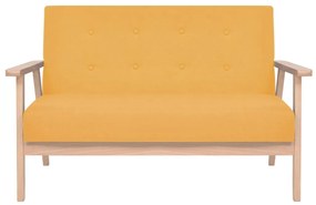 Conjunto de sofás 3 pcs tecido amarelo