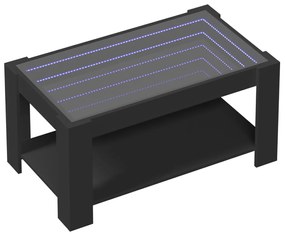 Mesa de centro c/ LEDs 93x53x45 cm madeira processada preto