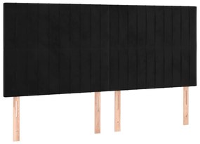 Cabeceira de cama c/ luzes LED veludo 200x5x118/128 cm preto