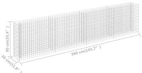 Canteiro elevado/cesto gabião 360x30x90 cm aço galvanizado