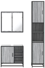 3 pcs Conjunto móveis casa de banho madeira proc. cinza sonoma