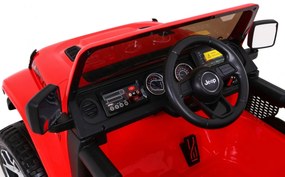 Carro elétrico para Crianças 12V 4x4 Jeep Wrangler Rubicon Rodas de EVA, Assento de couro Vermelho