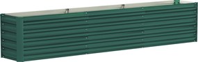 Outsunny Canteiro quadrado canteiro elevado em aço galvanizado barras de suporte e placas de canto fundo aberto 240 x 40 x 45 cm verde | Aosom Portugal