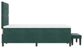 Cama Box Spring com Colchão &amp; Banco Verde Escuro 120x200 cm Veludo
