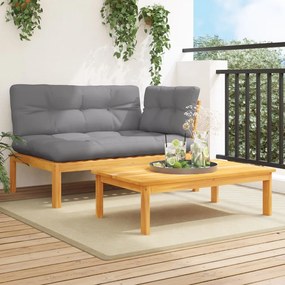 vidaXL 2 pcs móveis de paletes p/ jardim com almofadões acácia maciça