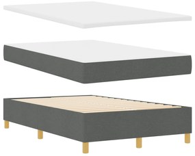 Cama Box Spring com Colchão e Banco Cinza Escuro 120x190 cm Tecido