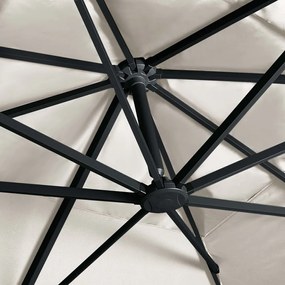 Guarda-sol cantilever luzes LED/poste alumínio 400x300 cm areia