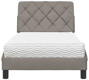 Cama com colchão 80x200 cm tecido castanho-acinzentado