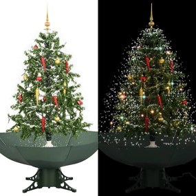 vidaXL Árvore de Natal com neve base formato guarda-chuva 140 cm verde