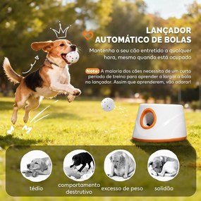Lançador Automático de Bolas para Cães com 6 Bolas em ETPU e 3 Distâncias Ajustáveis 6/10/14 m, Laranja
