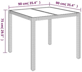 5 pcs conjunto de jantar p/ jardim c/ almofadões vime PE preto