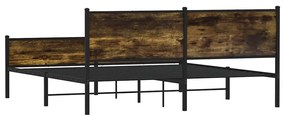 Estrutura de cama sem colchão 160x200 cm metal carvalho fumado