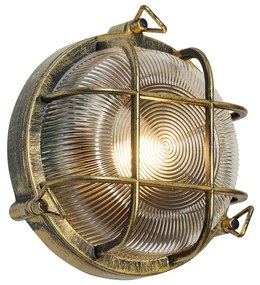 Candeeiro de Parede e Teto Exterior Dourado Antigo Redondo IP44 - Noutica Industrial