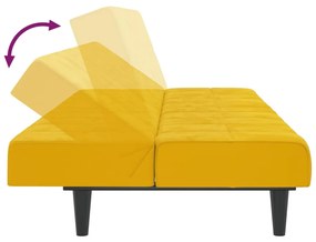 Sofá-cama de 2 lugares veludo amarelo