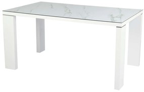 Mesa ROYAL, lacada branca, vidro cerâmico, 150x90 cms