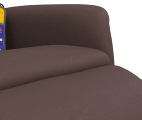 Poltrona massagens recl. c/ apoio pés couro artificial castanho