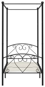 Estrutura de cama com dossel 120x200 cm metal preto