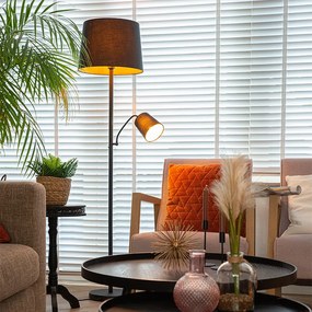 Candeeiro de pé clássico preto com dourado e luz de leitura - Retro