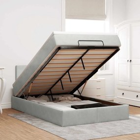 Cama otomana com colchão cinza claro 120x190 cm Veludo