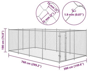 Canil de exterior 7,6x3,8x1,9 m