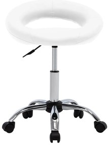 Cadeira de trabalho com rodas couro artificial branco