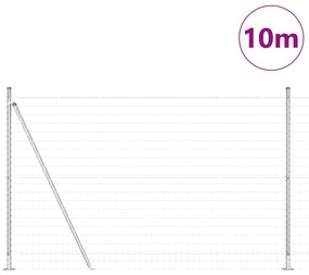 Cerca Euro com 7 Postes Flangeados 1.6x10 m Aço Galvanizado