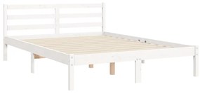 Estrutura de cama com cabeceira 140x200cm madeira maciça branco