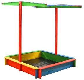 Caixa de areia c/ telhado ajustável madeira abeto UV50 multicor