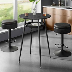 Mesa de bar com espaço de arrumação Estilo meio século-moderno Coleção EKHO 70 x 70 x 91 cm Preta