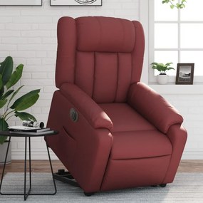Poltrona reclin. elevatória elétrica couro artif vermelho-tinto