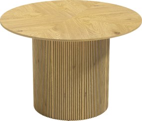 HOMCOM Mesa de Jantar Redonda Moderna para 4-6 Pessoas, Mesa de Cozinha de 110 cm com Base Cilíndrica Canelada, Carvalho | Aosom Portugal