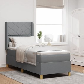 Cama Box Spring vidaXL com Colchão &amp; Luz LED Cinza Claro 80x200 cm Tecido