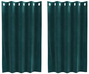 Cortinas Blackout vidaXL com Ilhós 2 pcs Verde Escuro Veludo