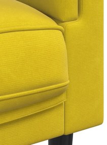 2 pcs conjunto de sofás com almofadas veludo amarelo